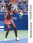 Small photo of NEW YORK - AUGUST 28, 2017: Grand Slam champion Venus Williams of United States in action during her first round match at 2017 US Open at Billie Jean King National Tennis Center in New York