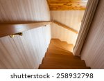 wooden interior staircase of a...