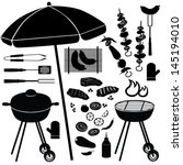 barbecue icons vector set. bbq...