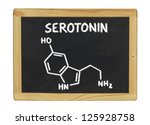 Small photo of chemical formula of serotonin on a blackboard