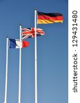 three european flags  french ...