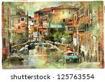 Venice, artwork in painting style - stock photo