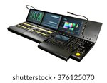 Small photo of Lighting console on white background(also called a lightboard, lighting board, or lighting desk) is an electronic device