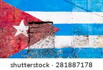 cuban flag painted on a grunge...