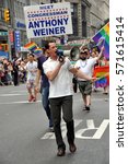 Small photo of New York City - June 26, 2010: Former U. S. Congressman Anthony Weiner marching in the 2010 Gay Pride Parade on Fifth Avenue