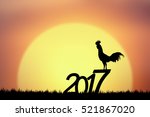 Small photo of Silhouette rooter on 2017 text for Background sunrise