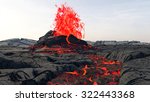 volcanic eruption. lava