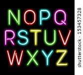 neon glow alphabet. vector.