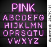 pink neon light alphabet with...