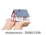 Small photo of housing house hand real home concept holding loan agent - stock image