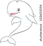 Happy Beluga Whale Cartoon - stock vector