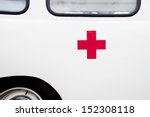 close up of a red cross on a...