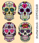  - stock-vector-day-of-the-dead-vector-illustration-set-103932668