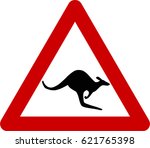 warning sign with kangaroos on...
