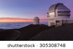 mauna kea telescopes at sunset. ...