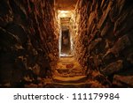 narrow tunnel in the wall of a...