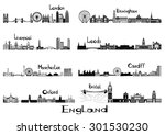 silhouette sights of 8 cities...
