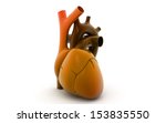 3d human heart in white background - stock photo