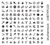 121 Fitness and Sport vector icons for web and mobile. All elements are grouped. - stock vector