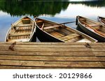 old wooden rowing boats on a...