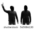 Small photo of Hacker or stranger person wearing hoodies isolated on white background