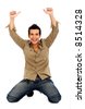 casual man looking very happy with his arms up Stock Photo - 2388557...