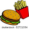 Burger And Fries Stock Vector Illustration 52651219 : Shutterstock