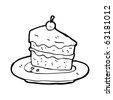 Stock Images similar to ID 63181012 - slice of cake on plate cartoon