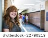 Empty school hallway