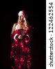 Woman dressed in christmas lights