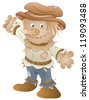 Cartoon Scarecrow. Vector Illustration With Simple Gradients. All In A