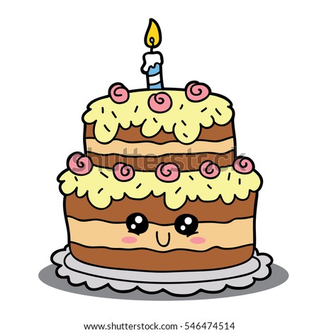 Cartoon Birthday Cake Vector Cartoon Illustration Stock Vector