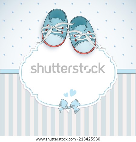Baby boy shower card. Arrival card with place for your text.