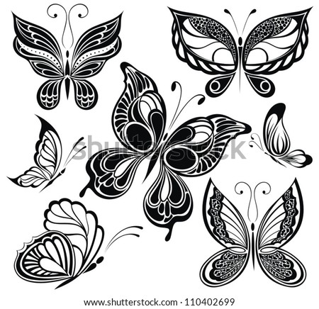 black white butterfliestattoo design stock vector 110402699 black white butterfliestattoo design stock vector 110402699