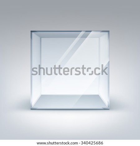 Vector Empty Transparent Glass Box Cube Isolated On White Background Vector Empty Transparent Glass Box Cube Isolated On White Background