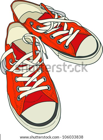 Set Four Pairs Red Sneakers Different Stock Vector 109272881 - Shutterstock