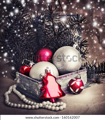 Vintage Christmas background with Christmas decoration