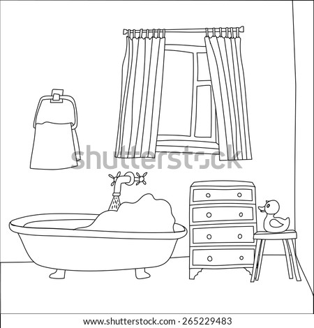  Bathroom  Interior Cartoon  Style Preparations Bathing Stock 