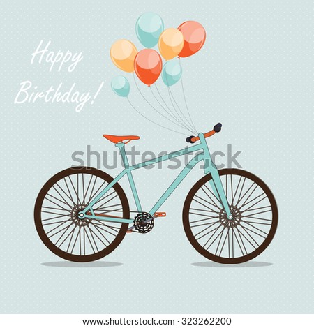 Bicycle Balloons Basket Full Flowers Romantic Stock Vector 114452629 ...