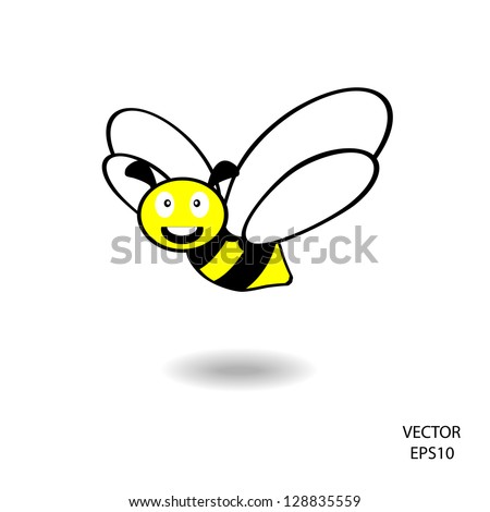 Flying Bee On White Background Bee Stock Vector 128835559 - Shutterstock