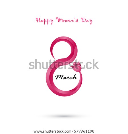 Creative 8 March logo vector design with international women's day icon.Vector illustration
