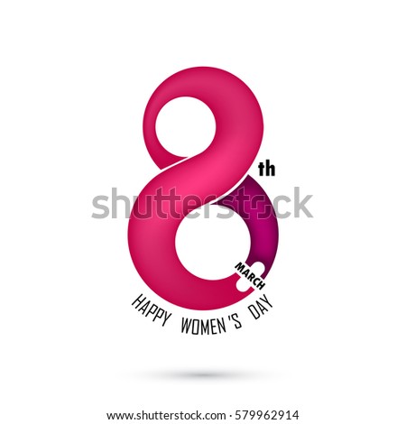 Creative 8 March logo vector design with international women's day icon.Vector illustration