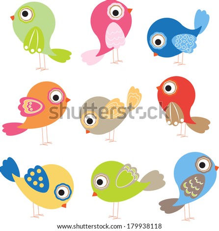 Vector Bird Illustrations Set Different Birds Stock Vector 373730131 ...