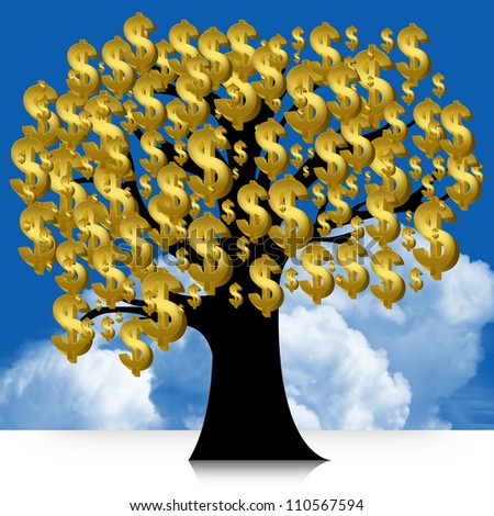 Money Tree Golden Dollar Sign Isolated Stock Illustration 110446727