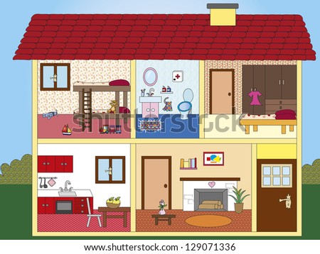 Illustration Interior House Stock Illustration 129071336 - Shutterstock