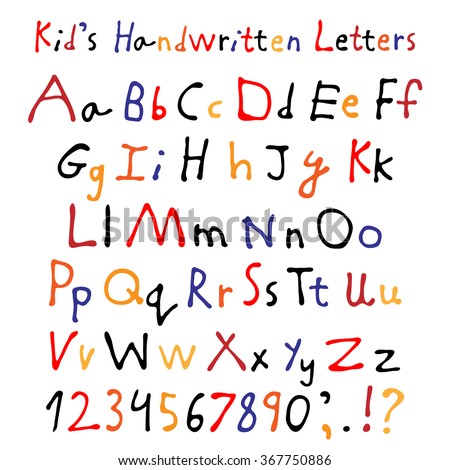 Printables Script Alphabet For Kids kids handwritten letters full alphabet numbers stock vector and childrens script font