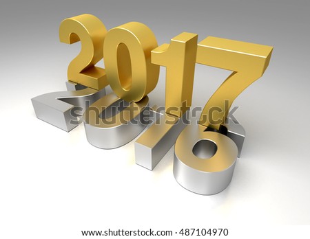 New Year 2017 and old 2016 - 3D Rendering