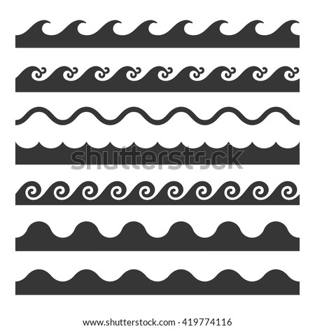 Seamless Wave Pattern Set Vector Template Stock Vector 419774116 ...