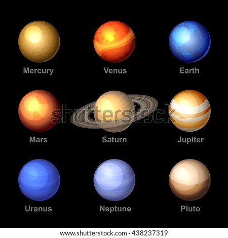 Glossy Color Planets Solar System Icons Stock Illustration 438237319 ...