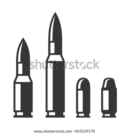 Weapon Bullet Icons Set isolated on White Background. Vector